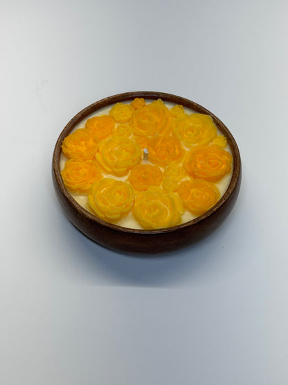 Medium orange rose bowl candle