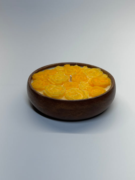 Medium orange rose bowl candle