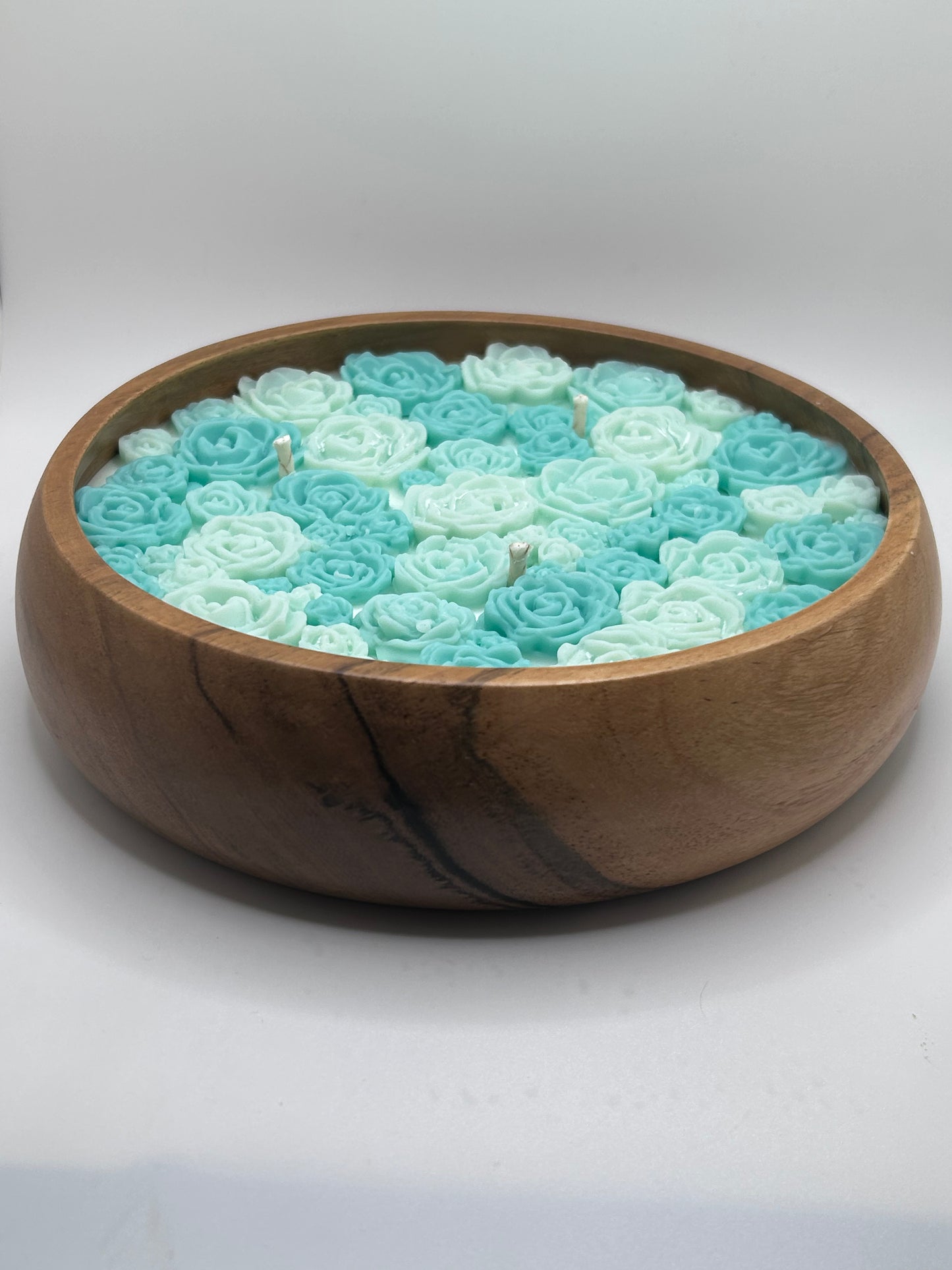 Tiffany Blue rose bowl candle