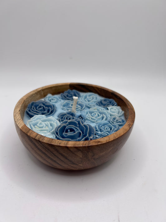 mini denim blue rose bowl